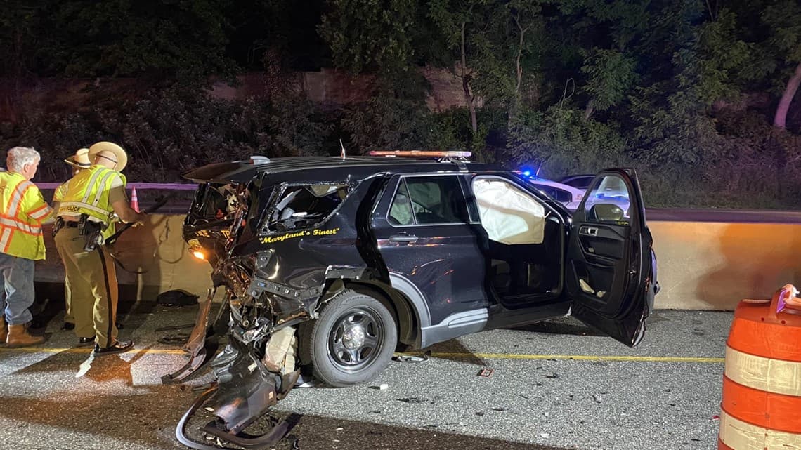 Prince George's County Trooper Hospitalized After Cruiser Struck on I-495