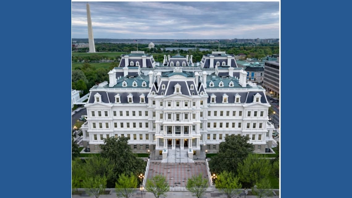 White House seeks to paint Eisenhower Executive Office Building white
