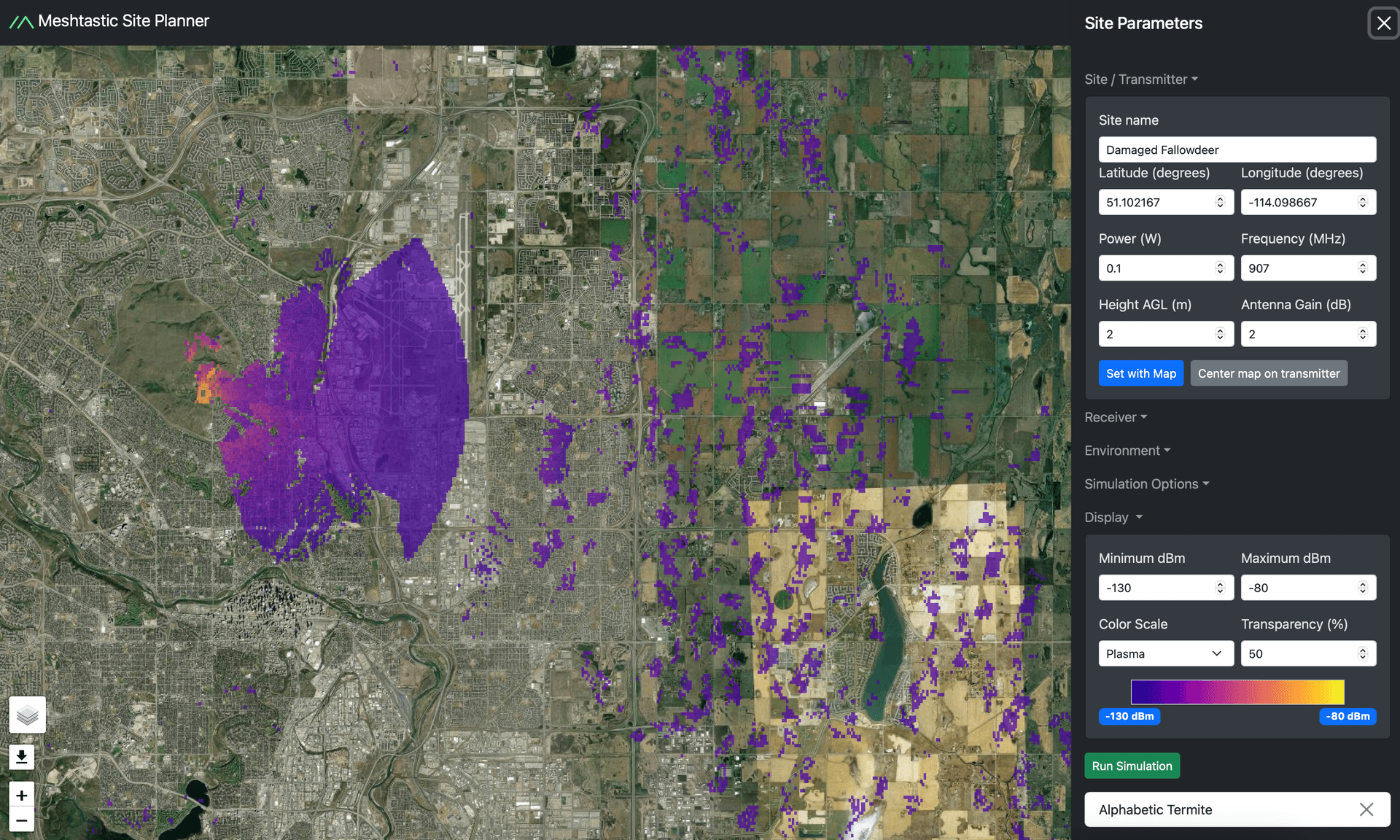 Meshtastic site planner maps terrain-based node range and coverage