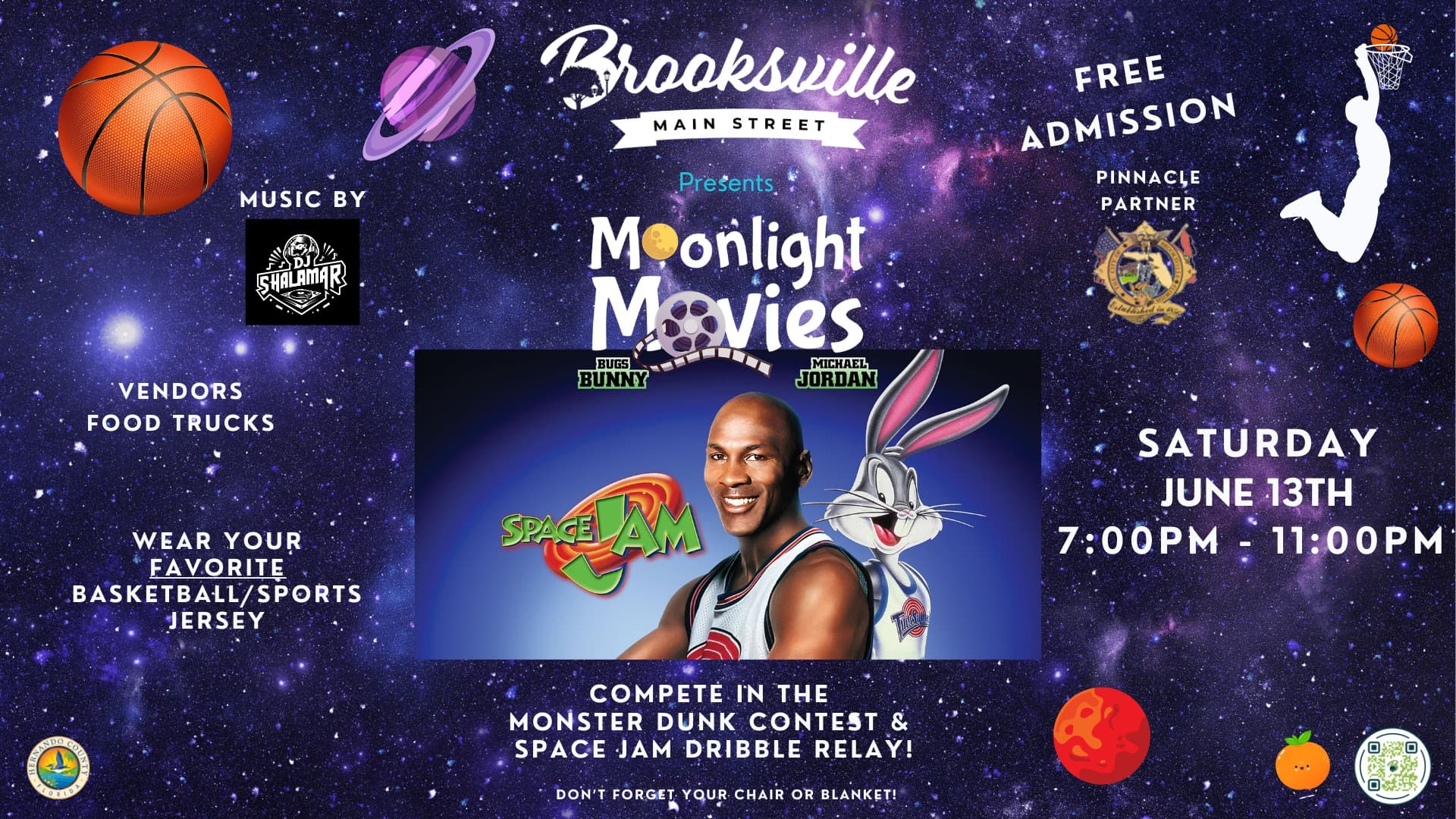 Brooksville Main Street launches free Moonlight Movie series with Space Jam screening