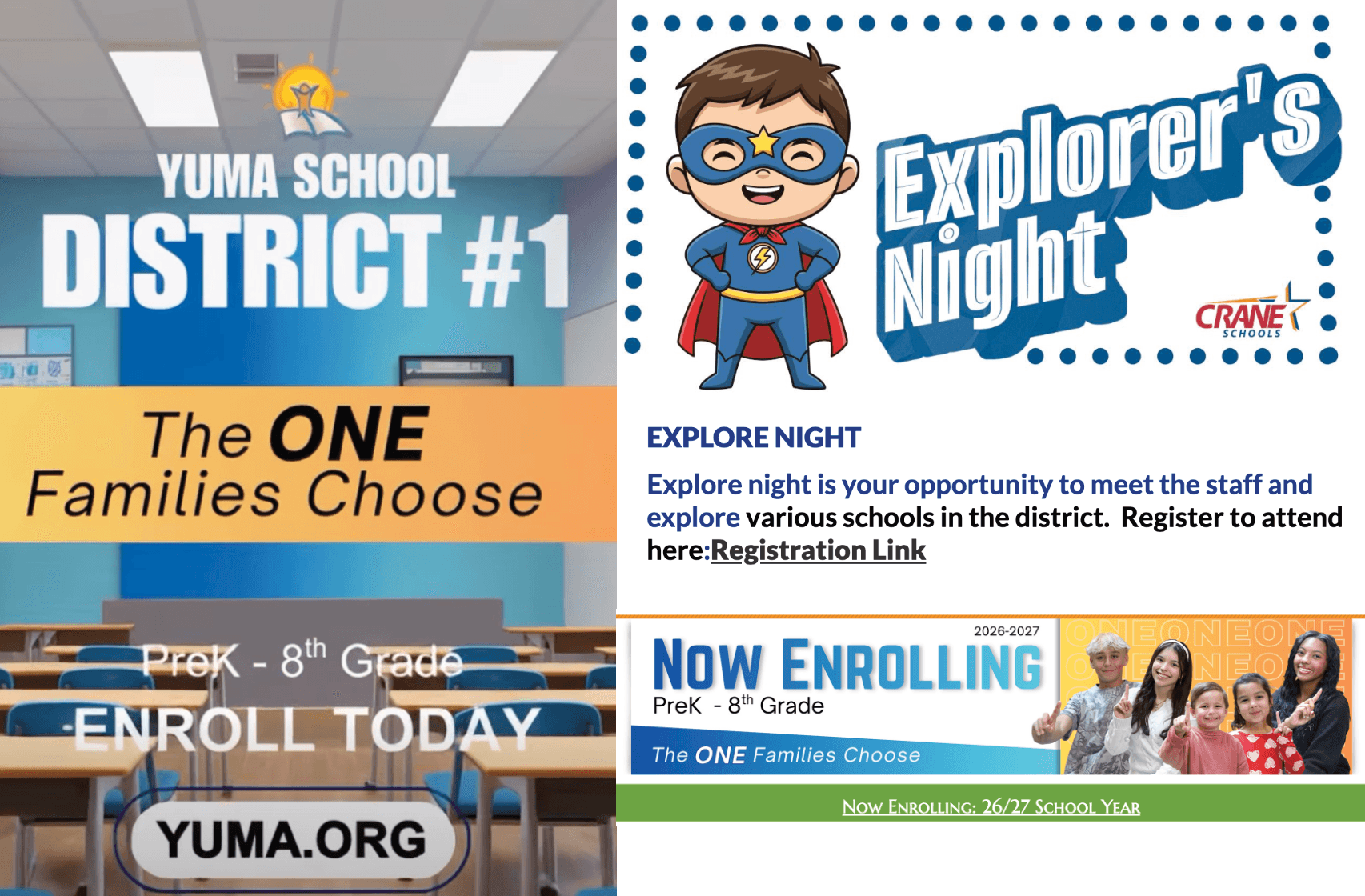 Enrollment Opens for 2026-27 at Yuma District One and Crane School District
