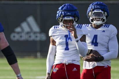 Kansas tops out east side of David Booth Kansas Memorial Stadium