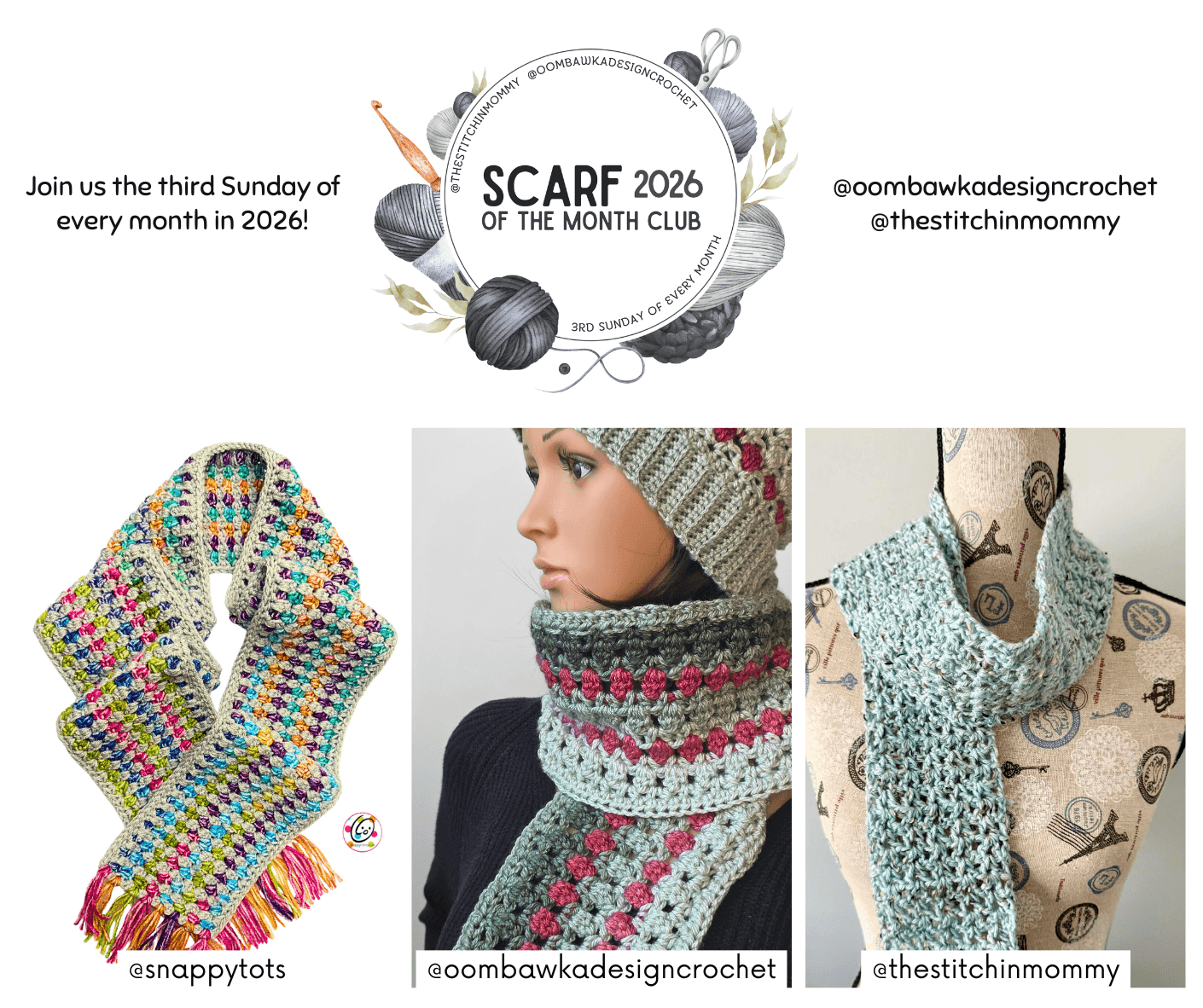Oombawka Design's 2026 Scarf and Hat CAL Offers Free Monthly Patterns Year-Round