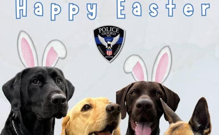 Oxford Police K-9 Teams Spread Easter Cheer, Urge Holiday Safety
