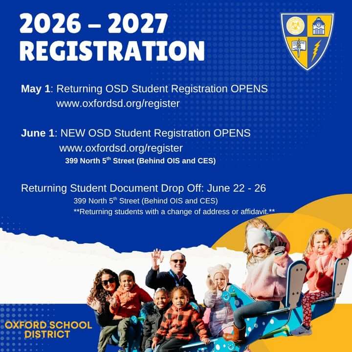 Oxford School District opens 2026-2027 registration, announces key dates and locations