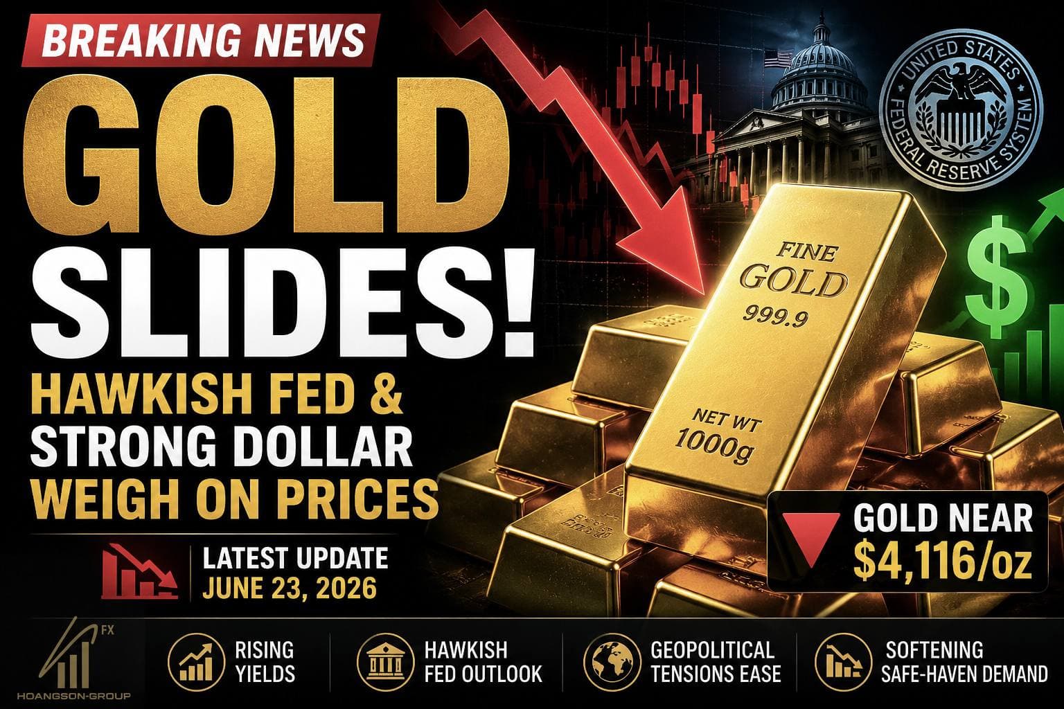 Gold heads for biggest monthly drop since 2008 on hawkish Fed bets