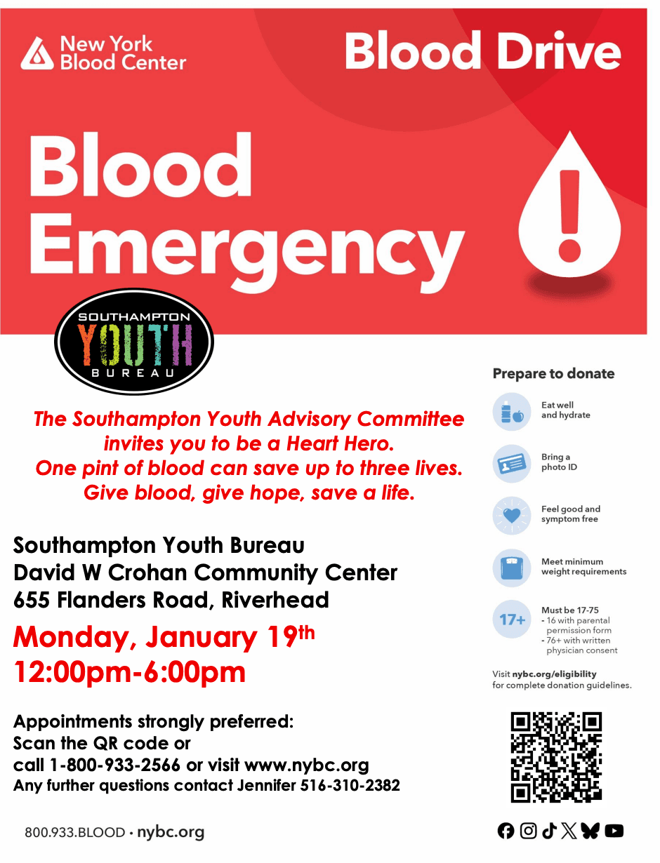 Southampton youth host MLK Day blood drive in Flanders