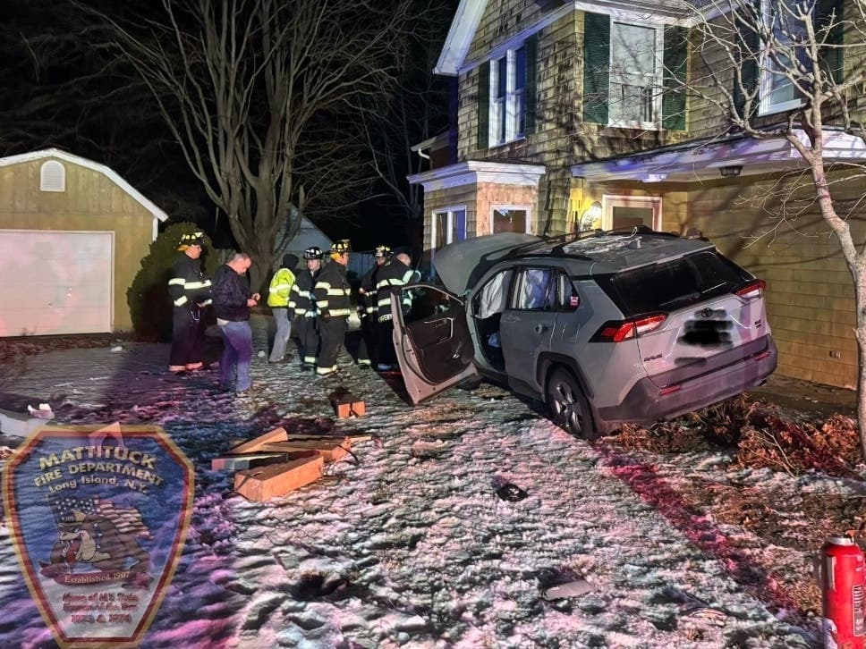Vehicle Crashes Into Mattituck Home Causing Significant Structural Damage, No Injuries