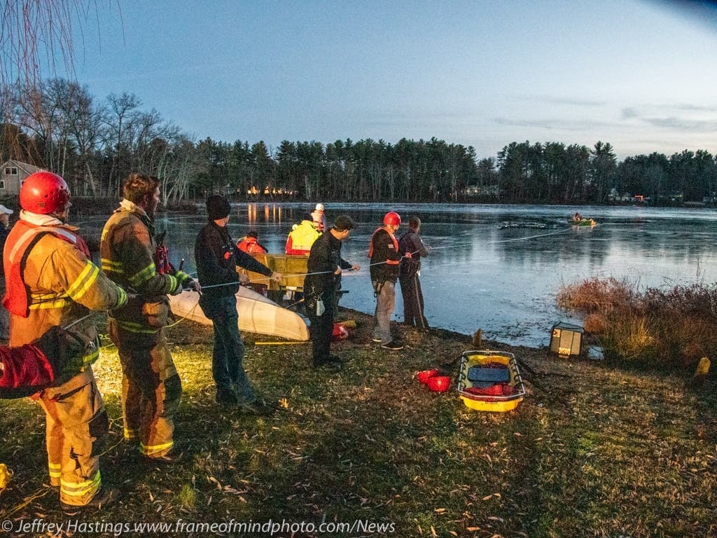 10-year-old, 59-year-old neighbor pulled from icy Cary pond by firefighters