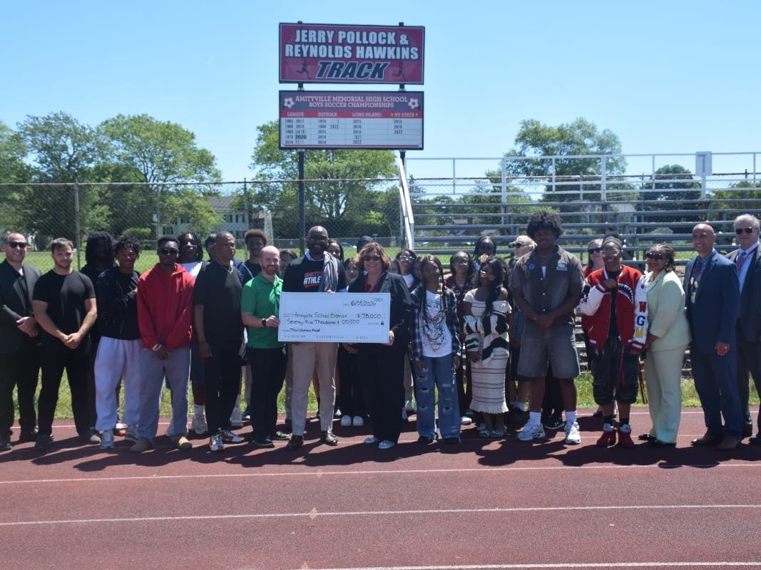 Amityville Memorial High School celebrates renovated athletic fields with state aid