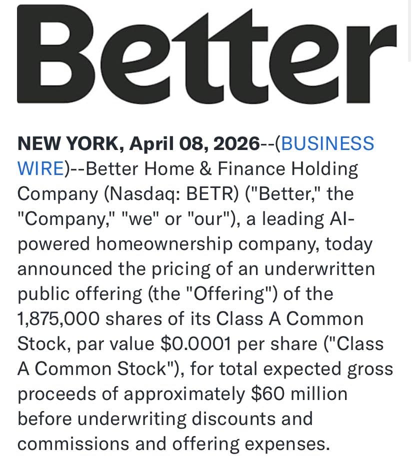 Better Home and Finance Raises $60 Million in Public Stock Offering