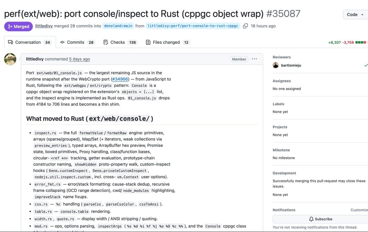 Deno ports console and inspect to Rust, shrinking snapshot size