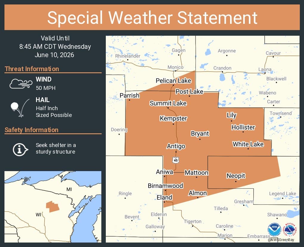 Weather alert for Neopit as strong thunderstorms move northeast