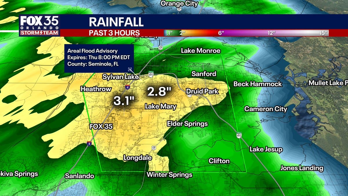 Flood advisory issued after 3 inches of rain flood Lake Mary, Seminole County