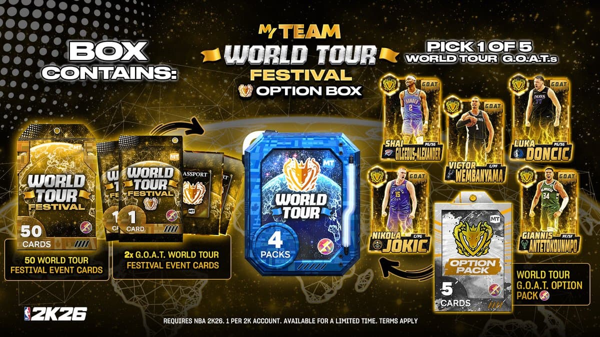 NBA 2K MyTEAM World Tour Festival adds G.O.A.T. cards and rewards