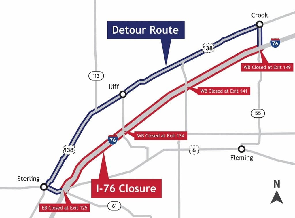 I-76 to close near Sterling June 18 for utility work