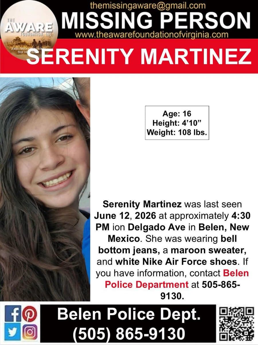 Belen police seek public help finding missing teen Serenity Martinez