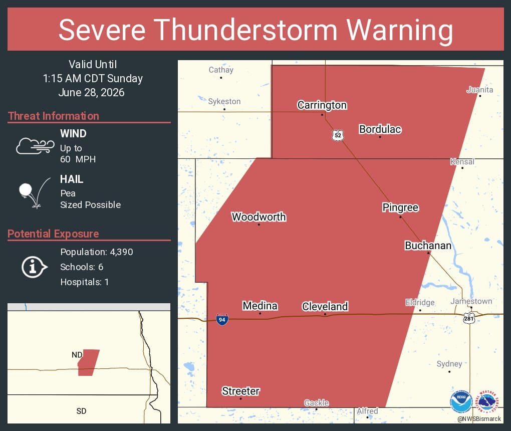 Severe thunderstorms, tornado threat hit Stutsman County overnight