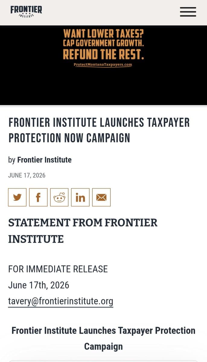 Frontier Institute launches campaign for taxpayer budget caps in Montana