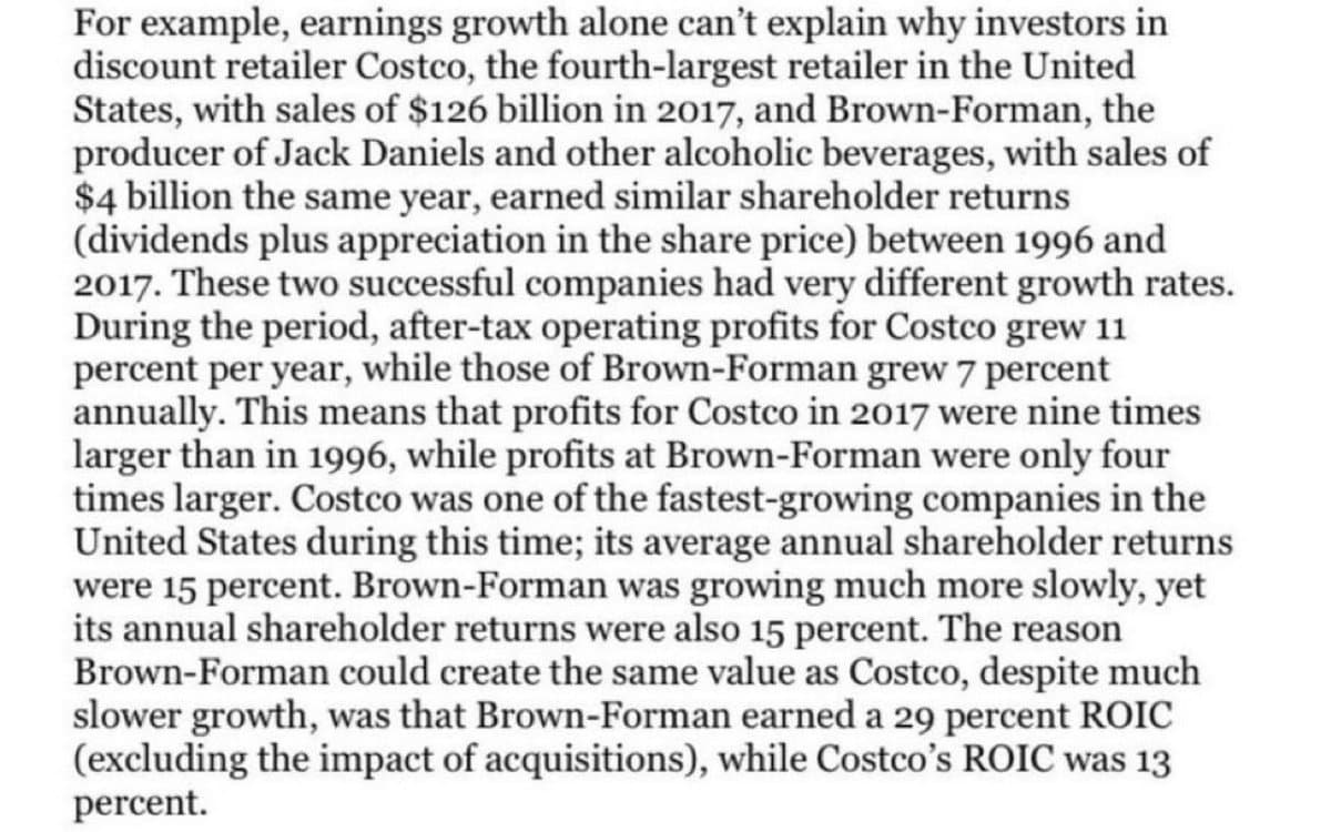 Costco’s high ROIC delivers returns rivaling Brown-Forman despite slower earnings growth