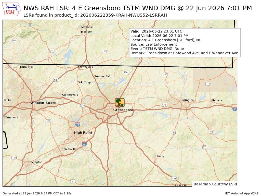 Storms bring down trees and 56 mph gusts across Guilford County