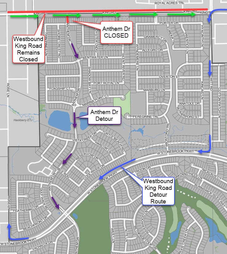 Frisco closes Anthem Drive at King Road for intersection work