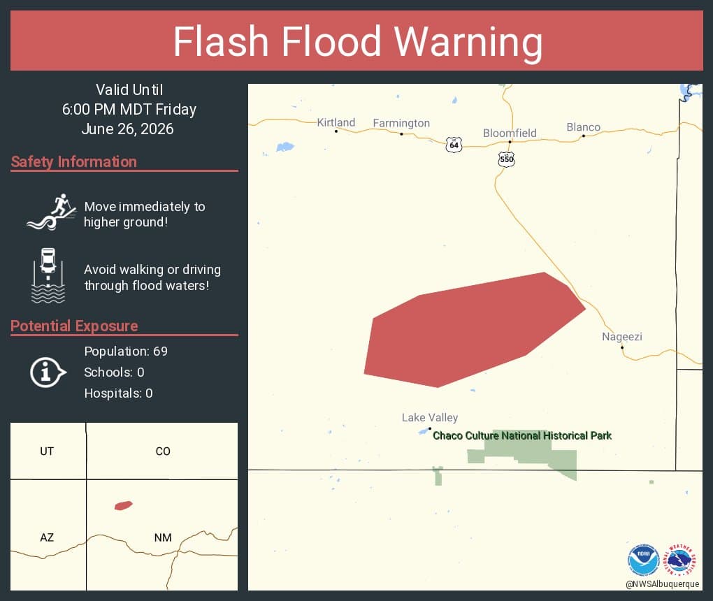 Flash flood warning extended for south central San Juan County