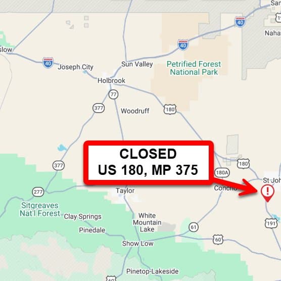 US 180 closed near St. Johns after crash, no reopening time
