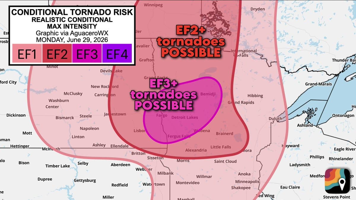 MyRadar warns of possible strong tornado near Bemidji and Bagley