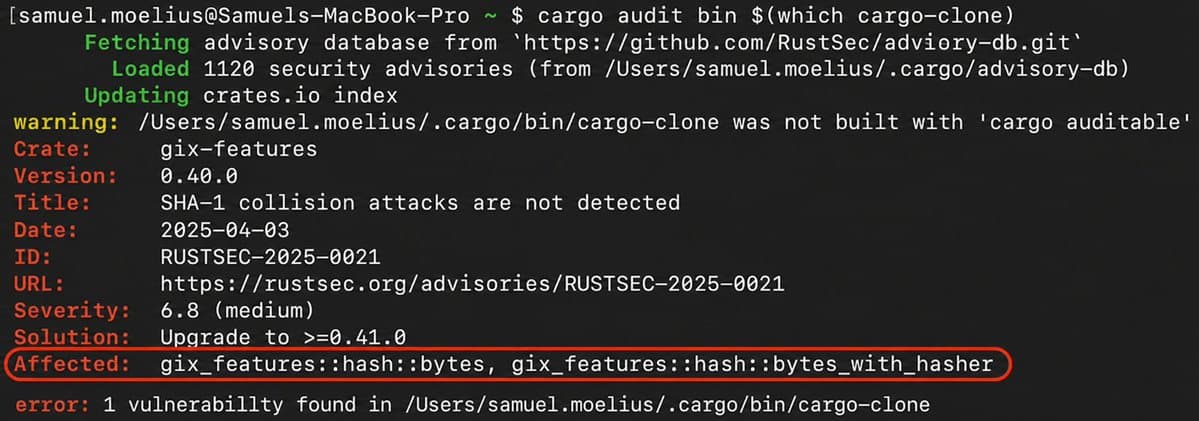 cargo-audit 0.22.2 adds binary scans to verify real vulnerability exposure