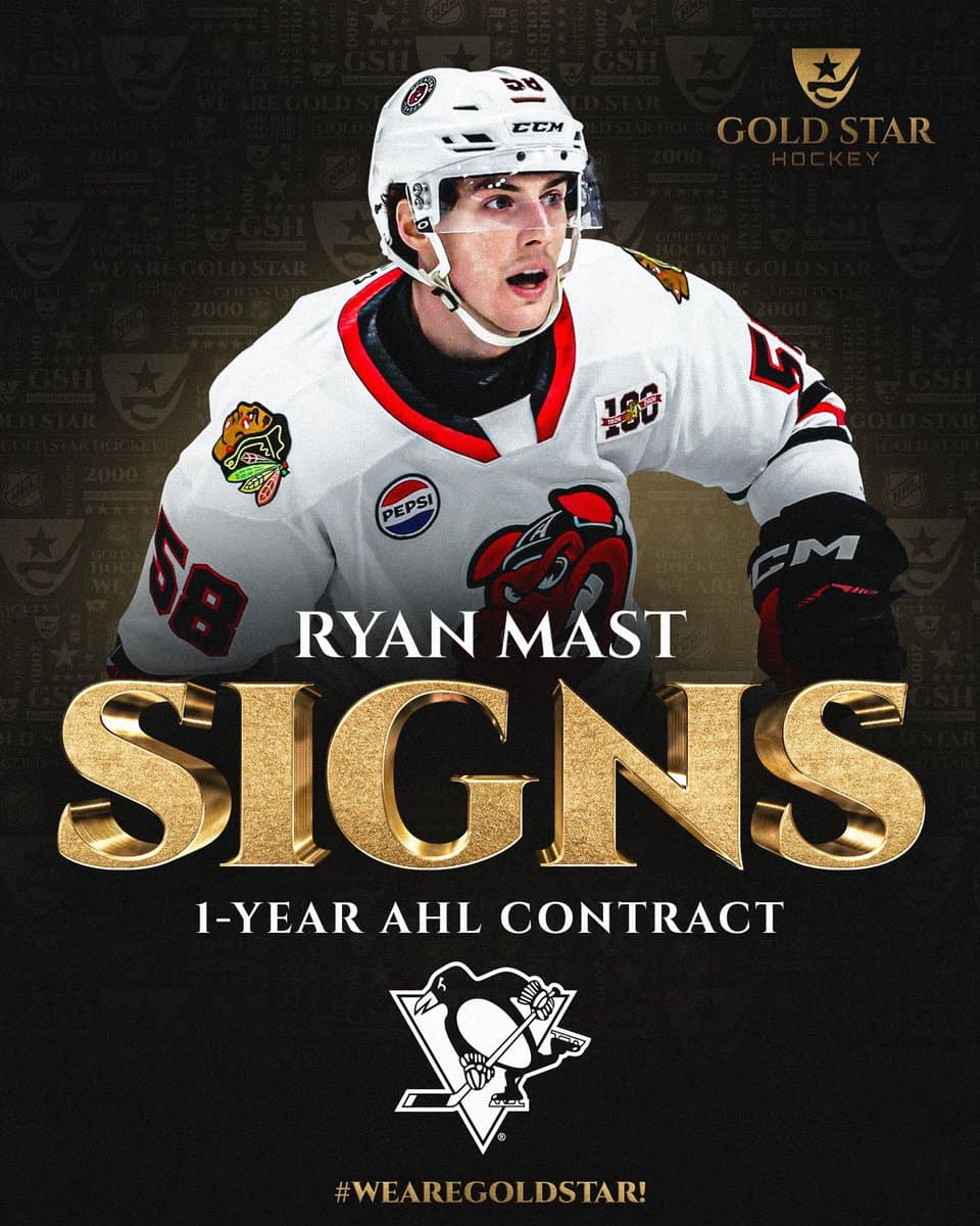 Ryan Mast signs one-year AHL deal with Penguins organization