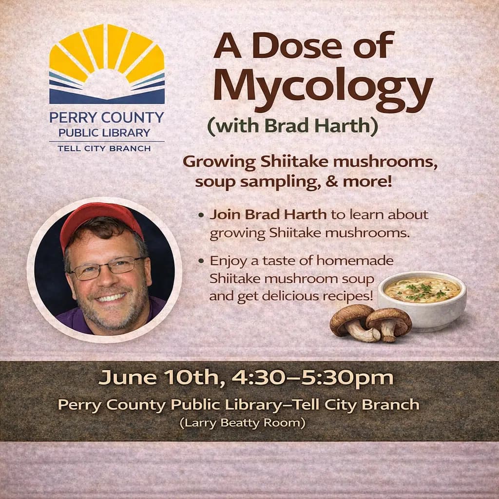 Perry County library hosts mushroom growing program with Brad Harth
