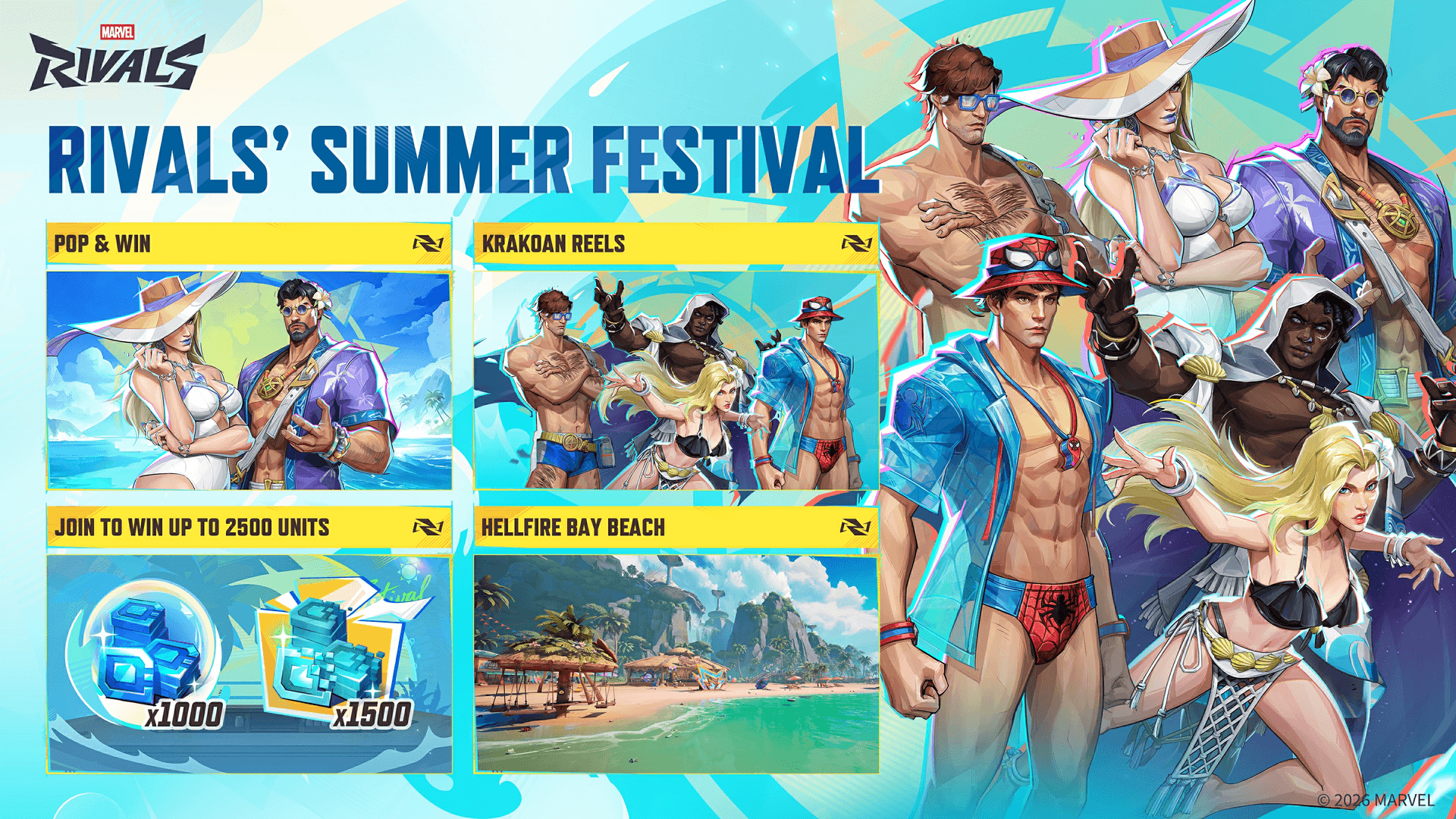 Marvel Rivals summer festival adds beach hub, free rewards and events