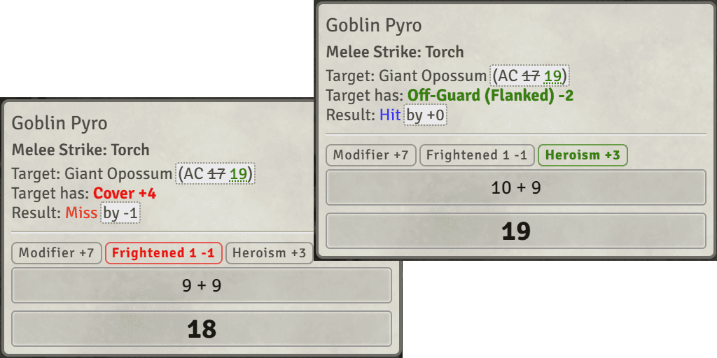 Foundry module spotlights Pathfinder 2e buffs and penalties that swing rolls