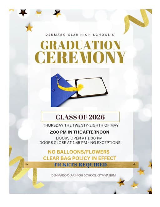 Denmark-Olar High streams graduation for Class of 2026 families online