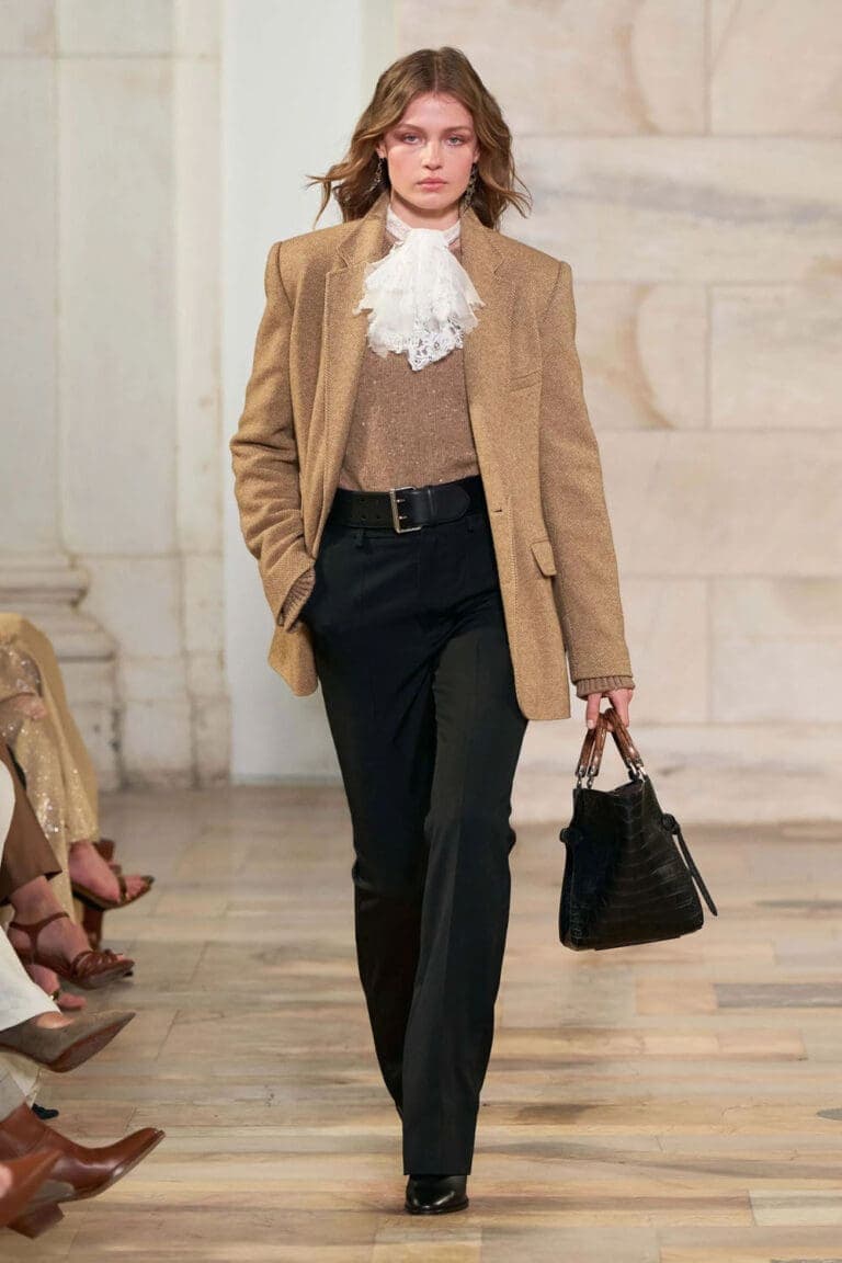 Ralph Lauren Fall 2026 Unveils Romantic Adventure Looks with Metallic Tailoring