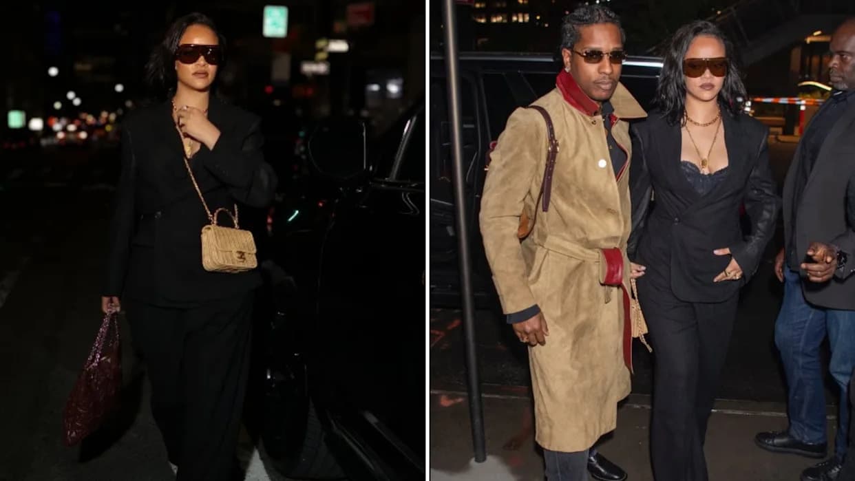 Rihanna turns a black suit into sensual Mother’s Day date-night style