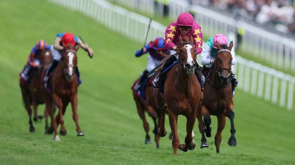Thundering On surges clear to win Betfred Oaks at Epsom