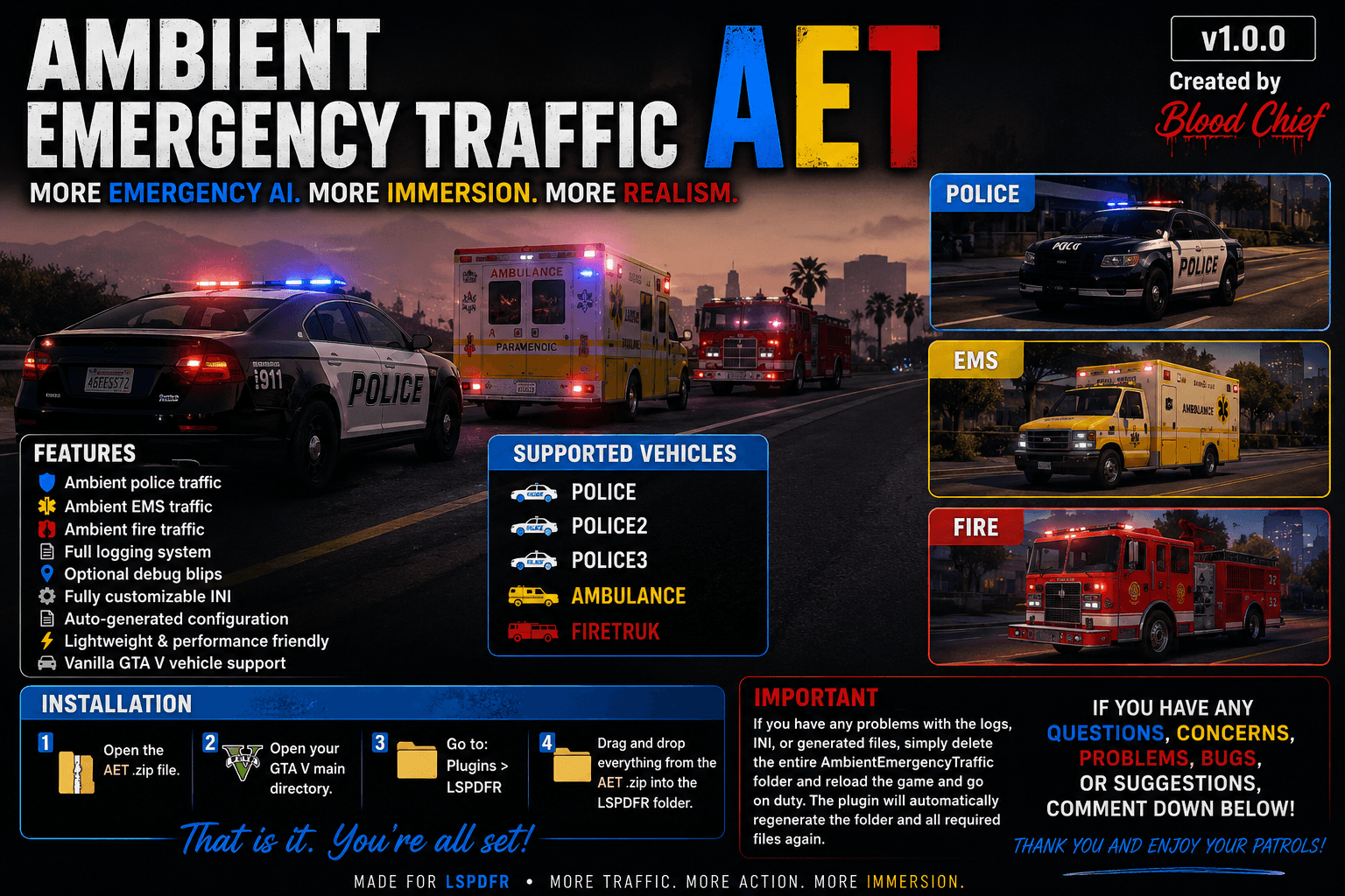 Ambient Emergency Traffic adds livelier patrol scenes to GTA V