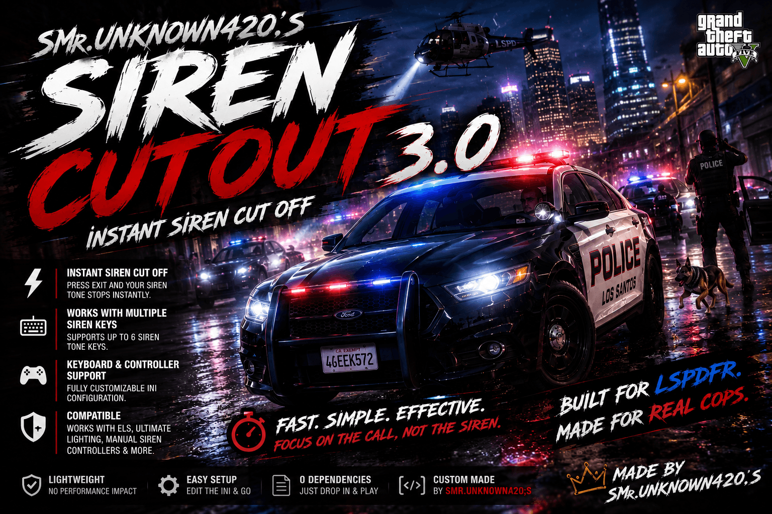 AutoSirenCutout3.0 turns off sirens when you exit patrol cars
