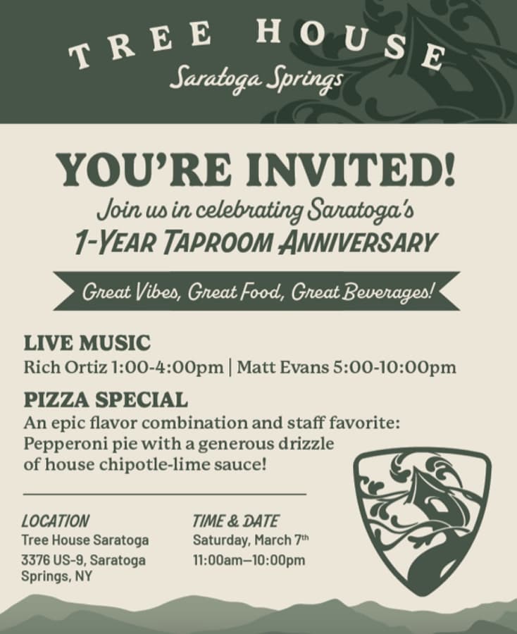 Tree House Anniversary Bash March 7; Back Barn Opens in Ballston Spa