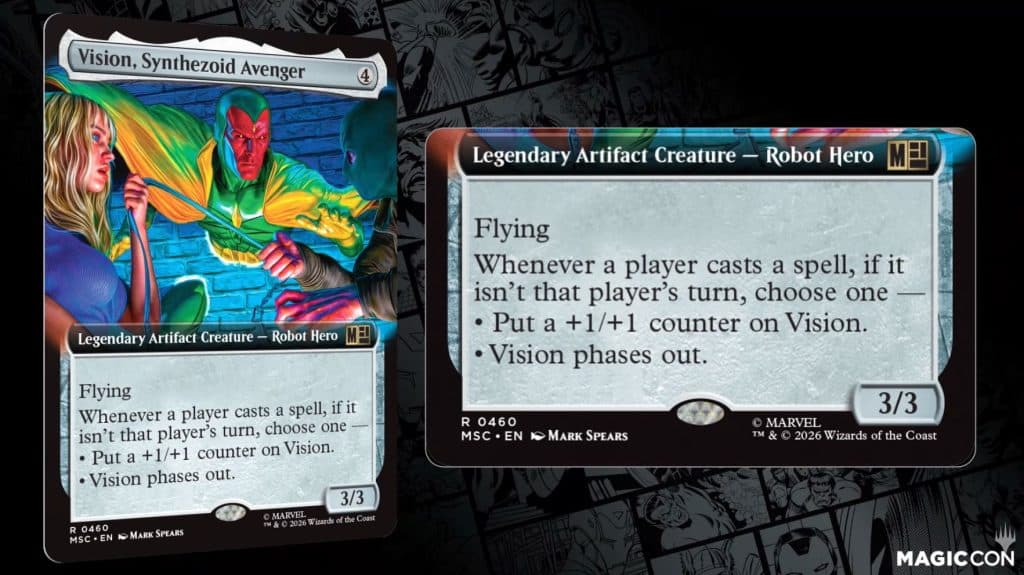 Wizards previews Vision cards for MTG x Marvel Commander decks, June 2026 launch