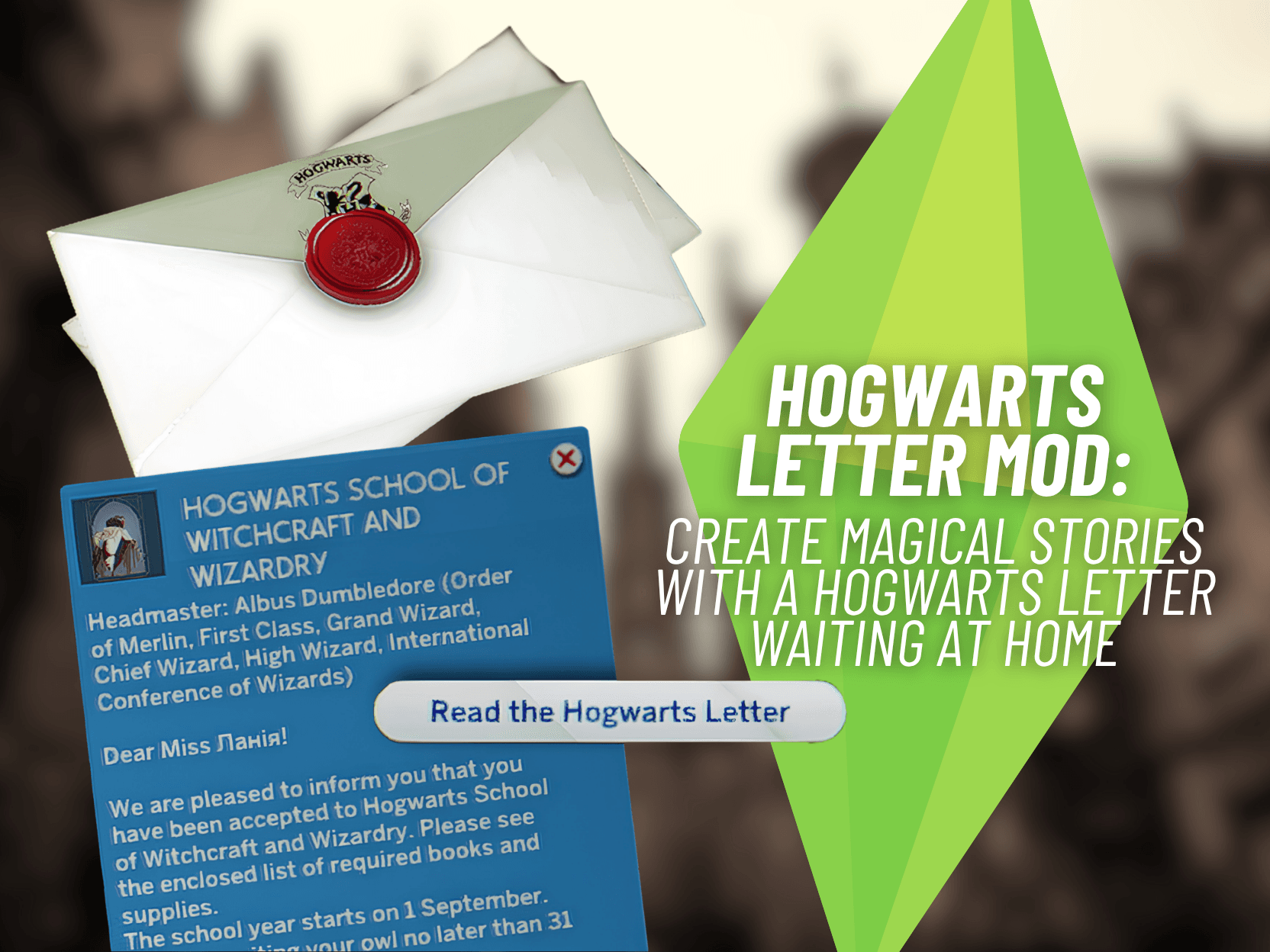 Hogwarts Letter mod brings magical roleplay to The Sims 4 base game