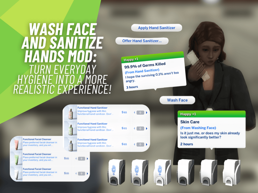 Simkatu mod adds face washing and hand sanitizer to The Sims 4