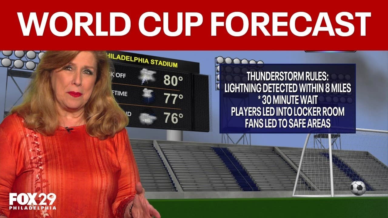 Lightning delay in Philadelphia pauses France-Iraq World Cup match