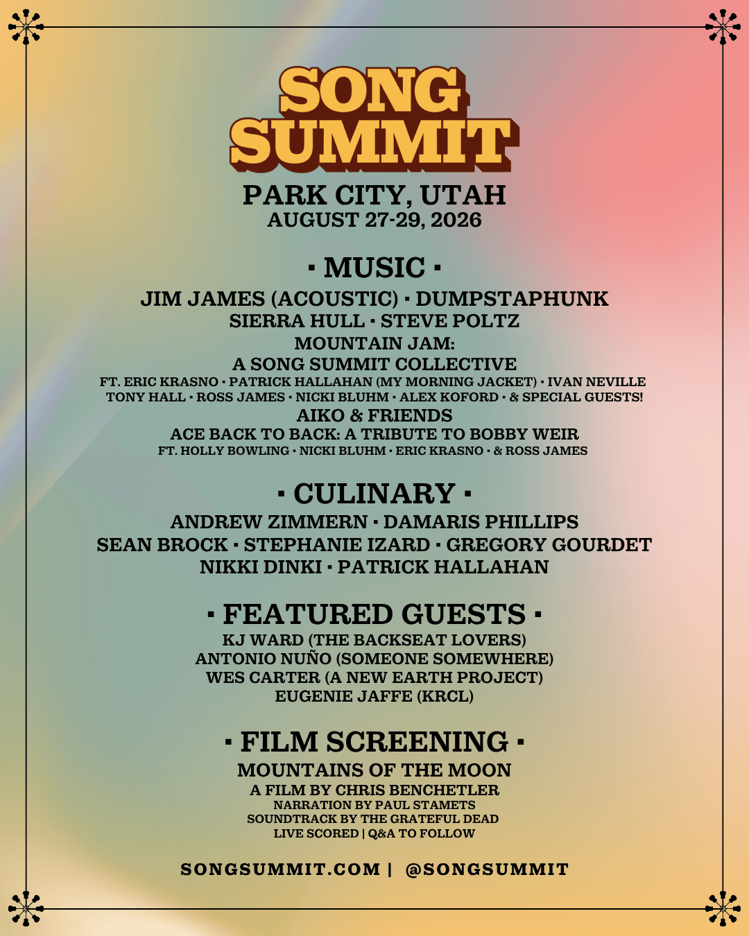 Jim James, Dumpstaphunk headline 2026 Song Summit in Park City