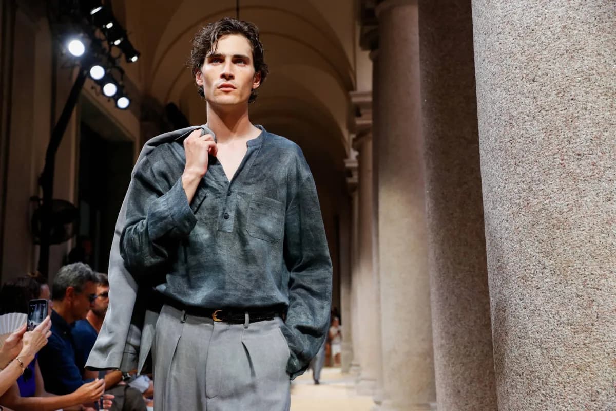Giorgio Armani closes Milan menswear week with airy summer tailoring
