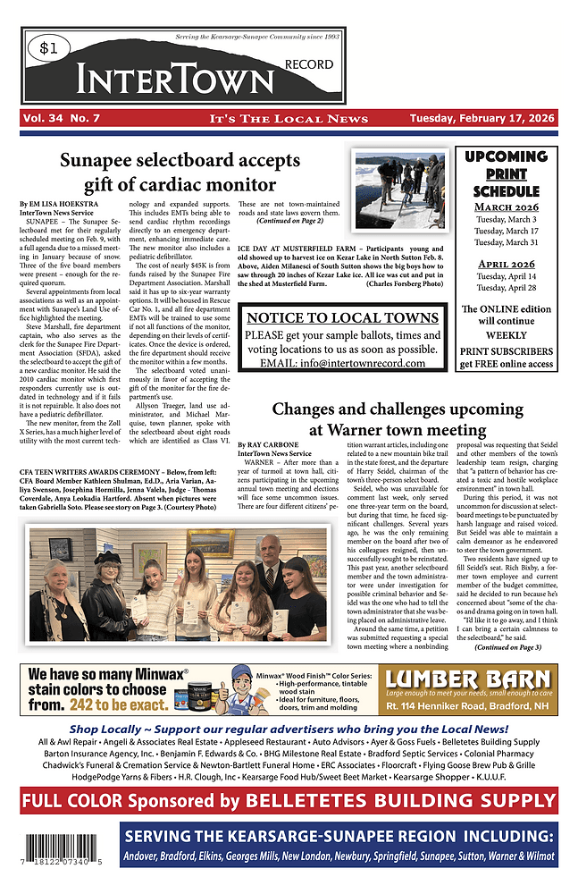 InterTown Record's February 17, 2026 Edition Now Online for Kearsarge-Sunapee Readers