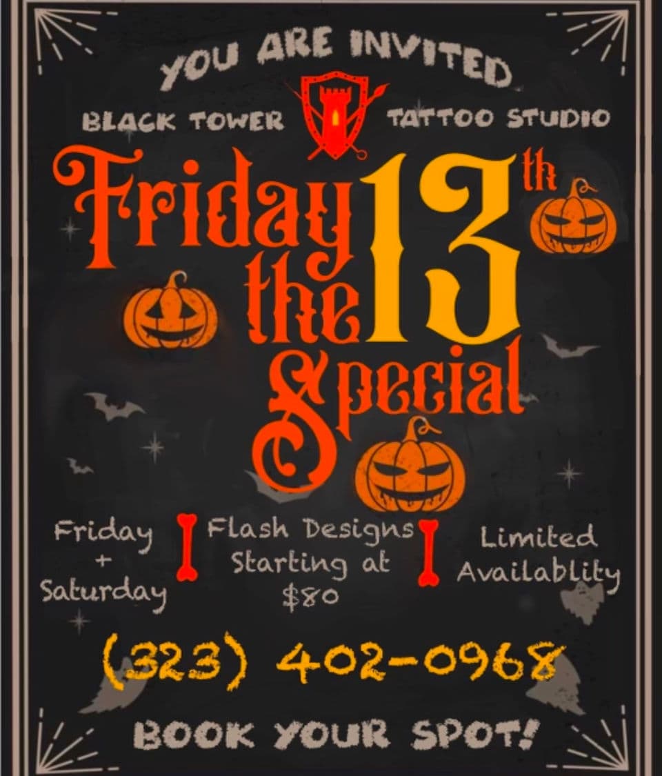 Friday the 13th Prompts Walk-Up Flash Deals and Quick Geometric Tattoos