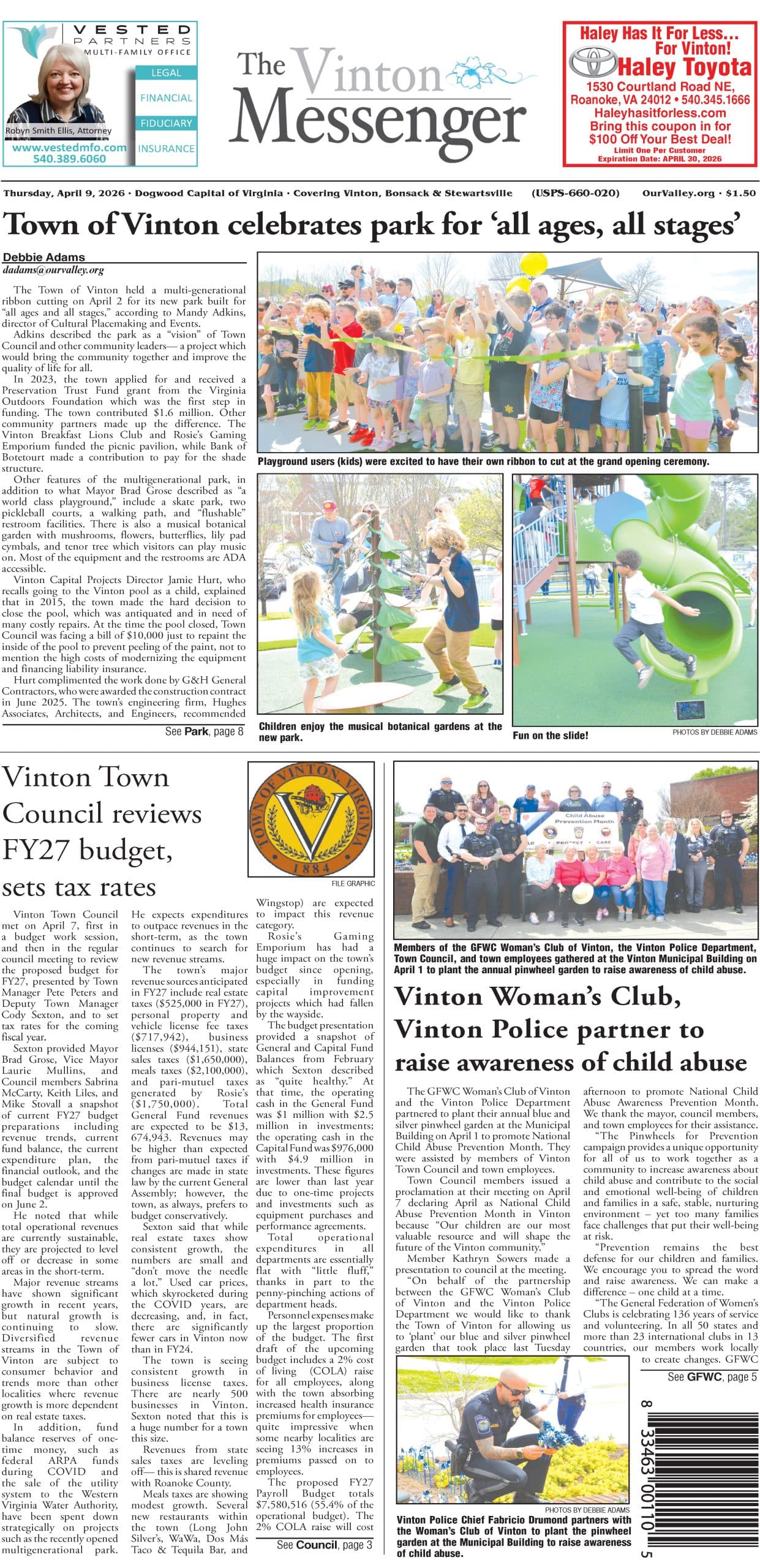 Vinton eMessenger April 9 Edition Brings Weekly Community News to Residents